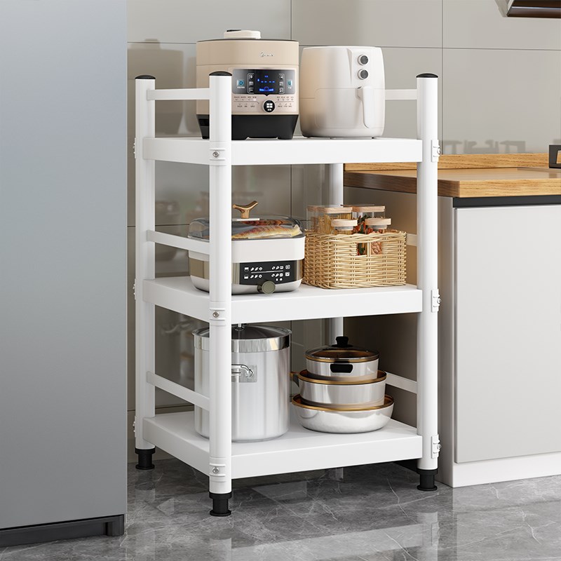 白色钢制厨房h夹缝收纳架落地窄缝隙多层置物架多功能冰箱橱柜锅