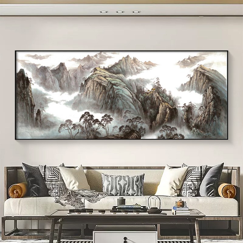 有山无水画靠山图鸿运当t头挂画办公室山水画客厅沙发背景墙装饰