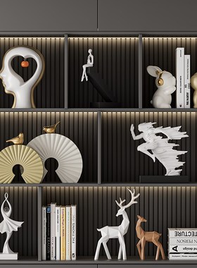 办公室书房c酒柜装饰摆件客厅高端大气展示架电视柜艺术雕塑工艺