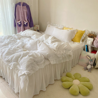 奶油白冬季保暖短毛水晶绒被套单件双面珊瑚绒OINS被罩三件少女心