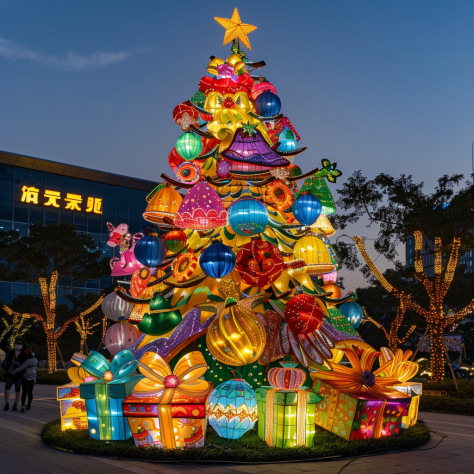 大型铁艺发光圣诞树户外商场美陈造型灯光广场酒店圣诞节摆件