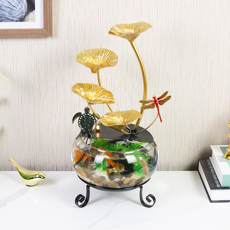 Home decor简约家居开业送礼玻璃鱼缸流水摆件循环流水摆件工艺品