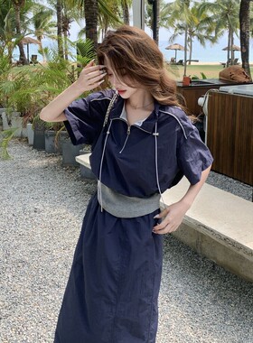 新款运动套装 假两件拼接 上衣 裙子P125-K168  跑量