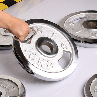 电镀纯铁金属杠铃片5/7.5/10/15/20KG健身P器材配重盘哑铃片手抓