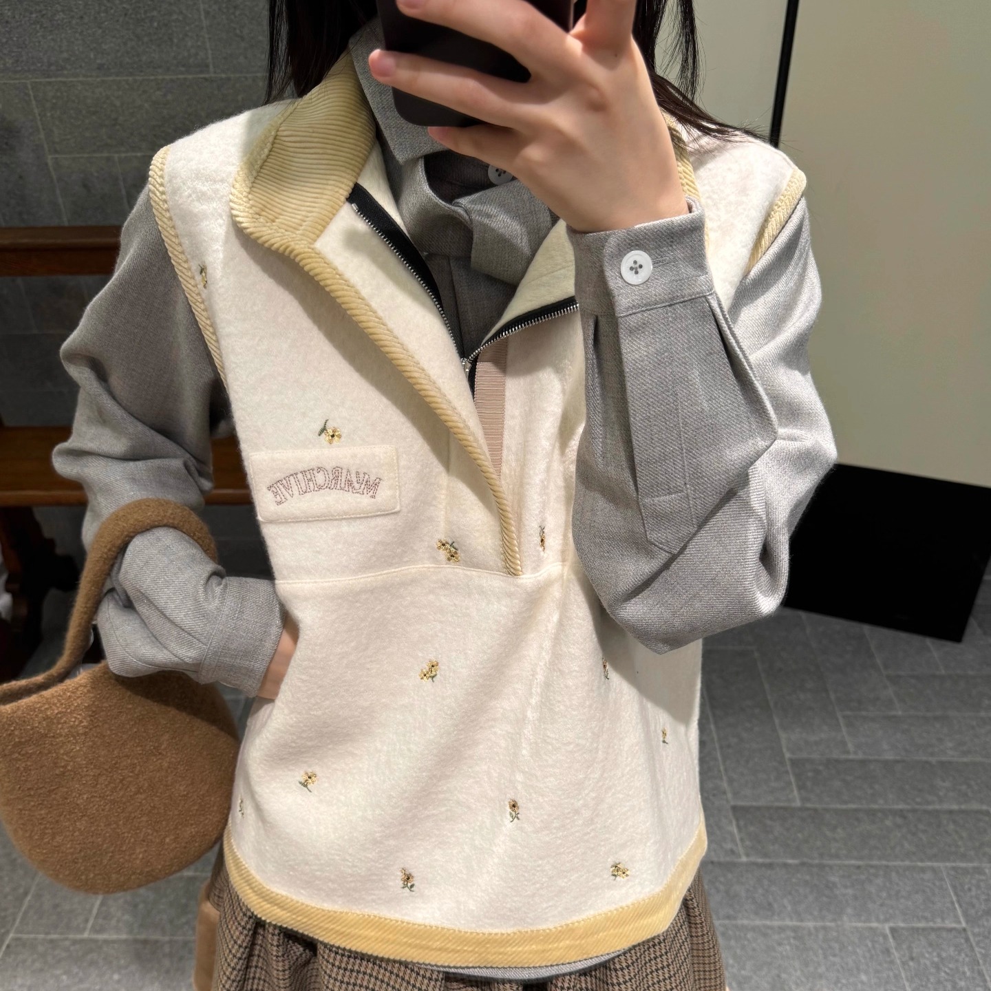 休闲宽松无袖印花简约马夹上衣女