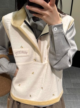 ICEYY marchen休闲宽松无袖印花马夹上衣女简约气质百搭背心上衣