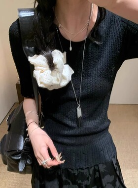 ICEYY uwa 法式修身显瘦露背绑带性感针织衫女设计感飘带上衣wan