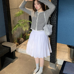 ICEYY marchen法式芭蕾风纯白色高腰a字蓬蓬短裙褶皱气质半身裙女