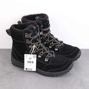 俄罗斯抗寒-25°C冬季女款反牛皮加毛雪地靴加绒加厚保暖东北棉鞋