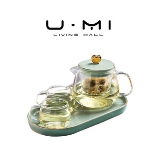下午茶茶水分离玻璃花茶壶茶杯套装 英式 家用 LIVING·招财