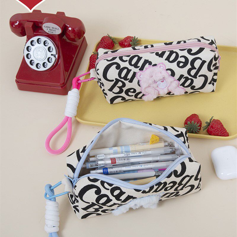 学生笔袋可爱韩版大容量帆布铅笔袋学生笔盒女生多功能文具袋