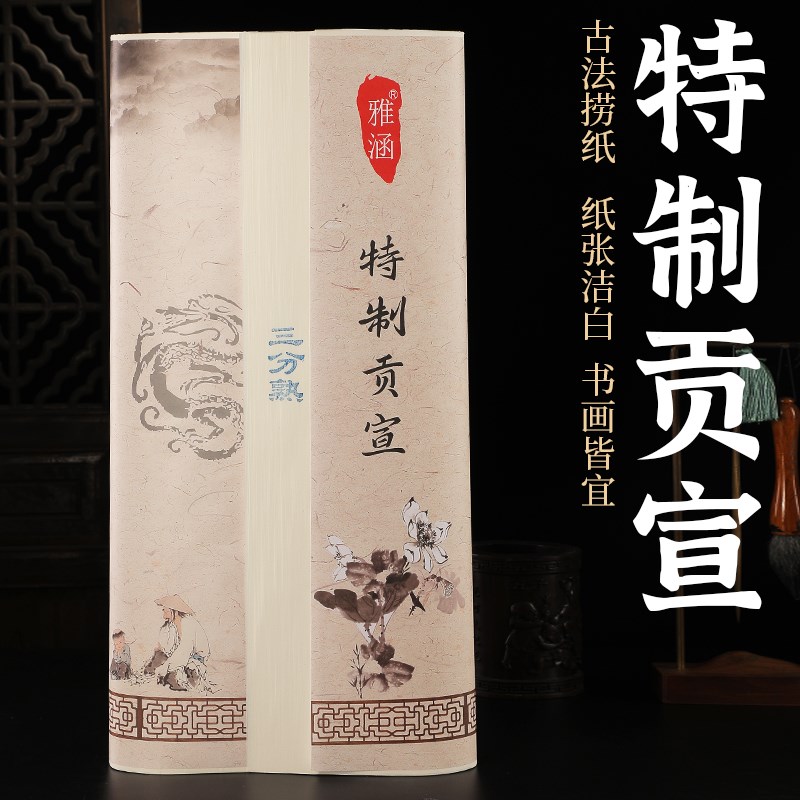 雅涵加厚四尺书法国画创作三分熟写意画作品宣纸半生半熟100张