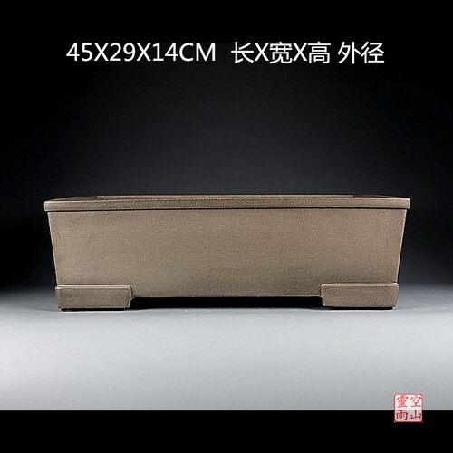 传统宜兴紫砂精品花盆 全手工仿古马槽长方 乌泥透气腊梅松柏盆景