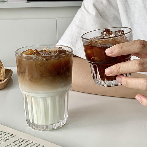 ins风网红餐厅玻璃咖啡杯子拿铁