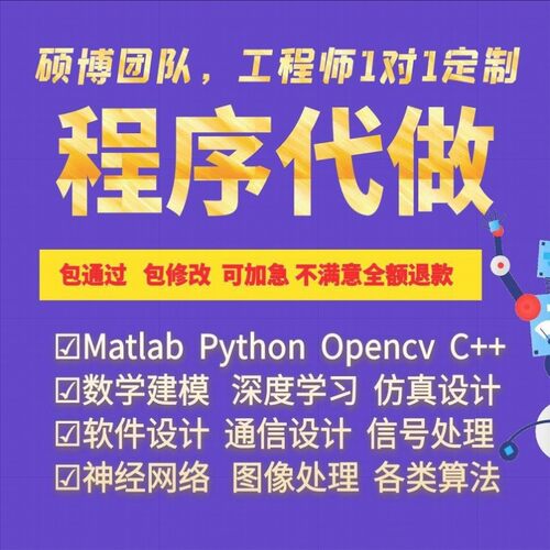 Matlab代编程序python深度机器学习神经网络图像处理通信彷真算法