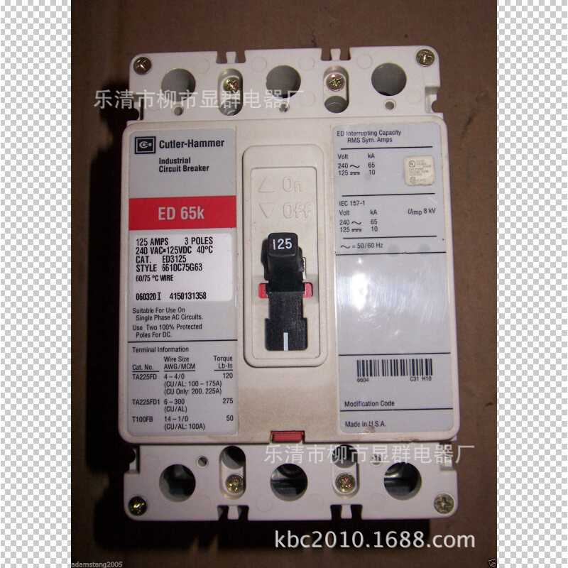 Cutler Hammer塑壳断路器 ED3125 125 a
