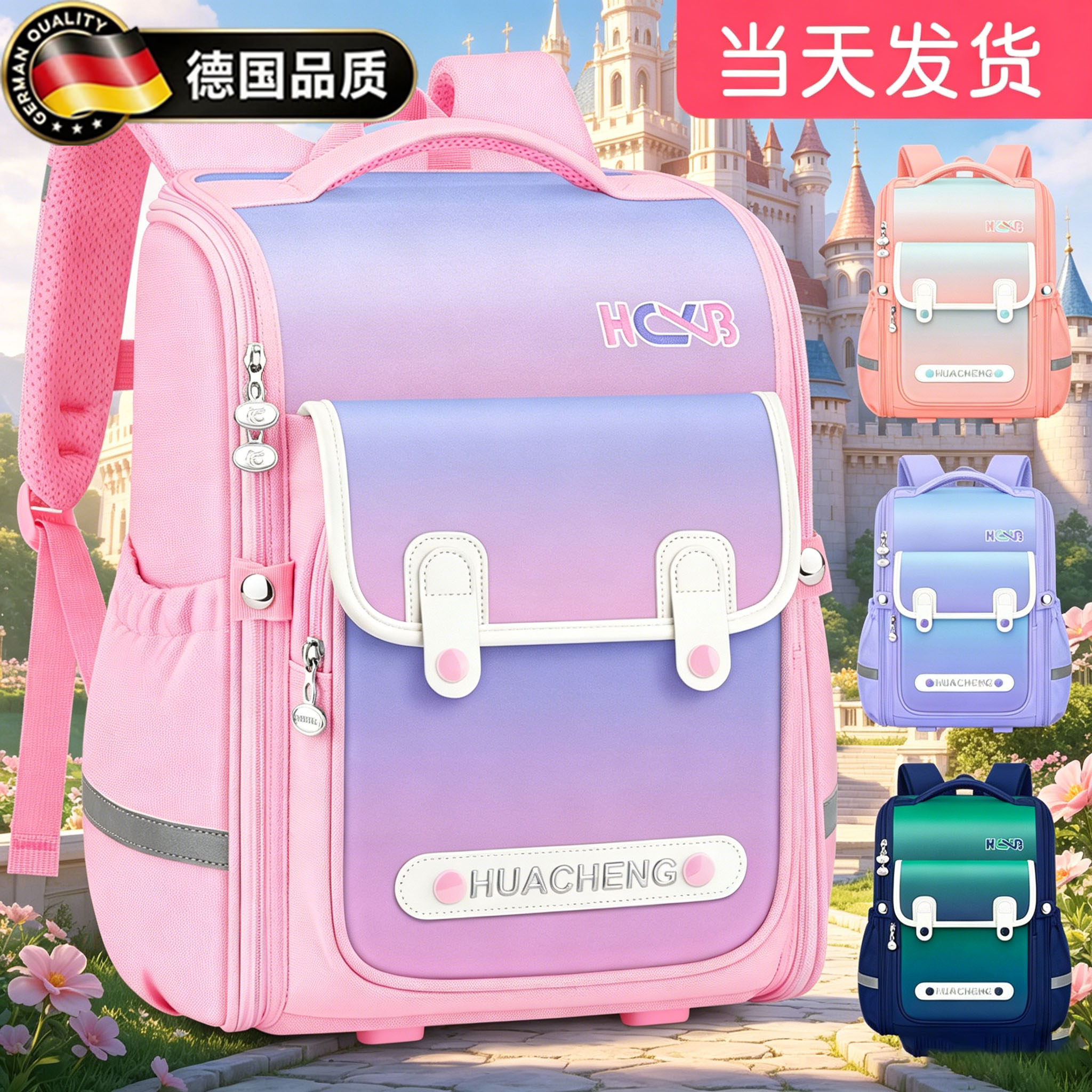 德国防水减负护脊大容量女孩书包