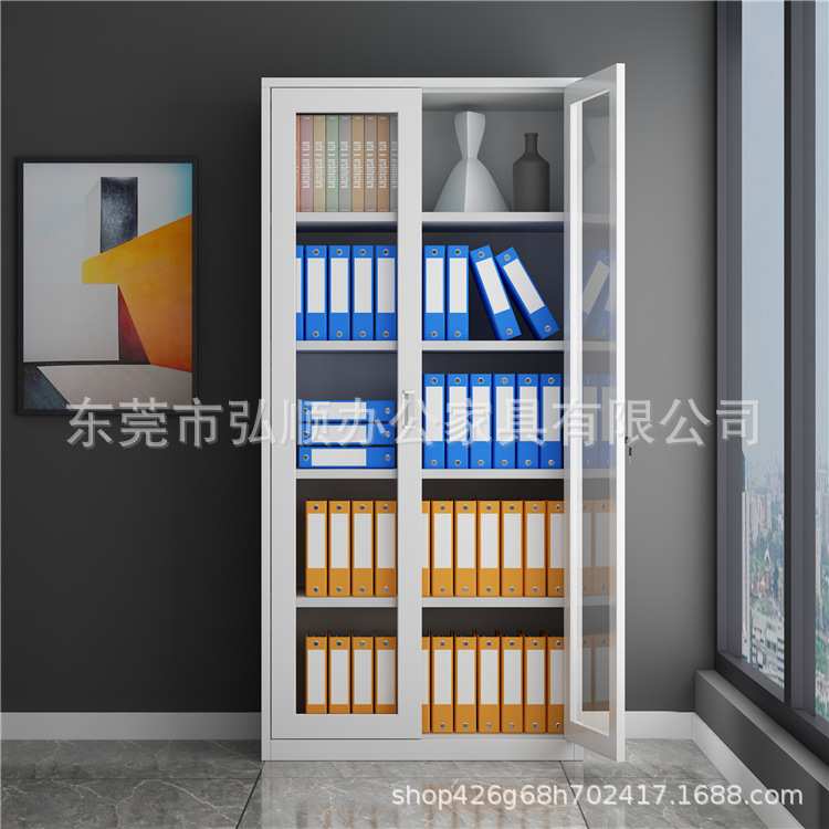 办公文件柜铁皮柜办公室收纳书柜凭证柜档案柜资料柜带锁中二抽