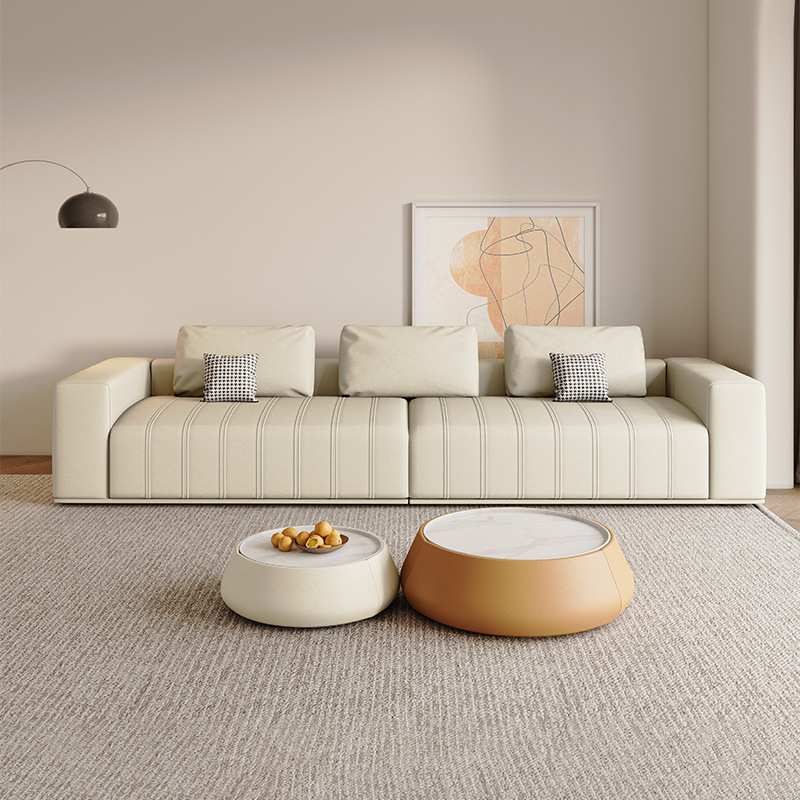 意式极简猫抓皮沙发现代简约客厅现代轻奢小户型直排钢琴键沙发