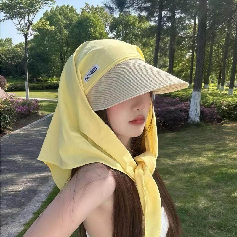 防晒神器多巴胺防晒头巾帽夏季新款遮阳帽女韩系户外防紫外线