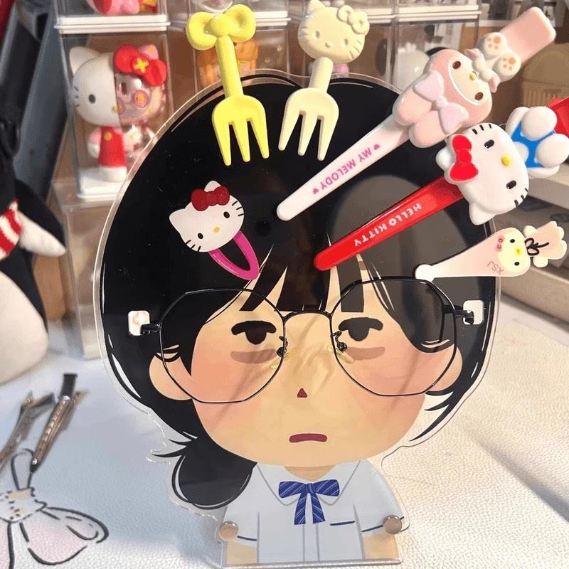 日本小人搞怪眼镜架立牌高颜值犯困眼镜收纳展示架可爱桌面摆件