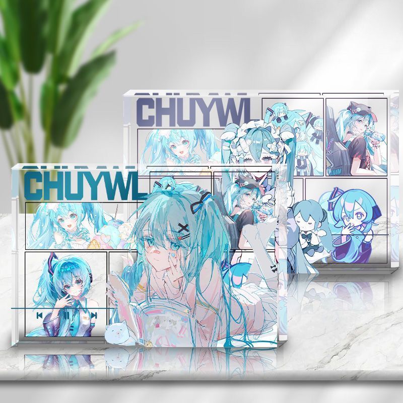 初音未来Miku同人水晶亚克力砖谷透明角色立牌漫画透明相框礼物女