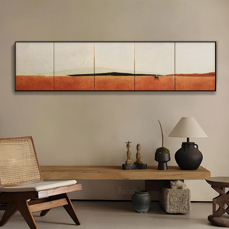 中古风侘寂风主卧室中古高级油画大芬油画村抽象高级感卧室挂画