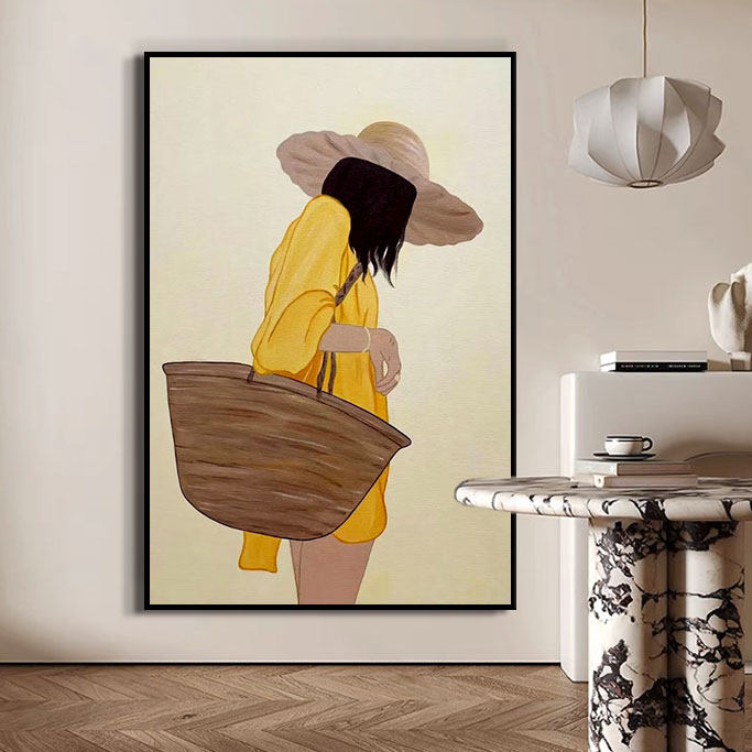 现代芭莎时尚艺术挂画中古风餐厅饭厅壁画包豪斯墙上的装饰画竖版图片