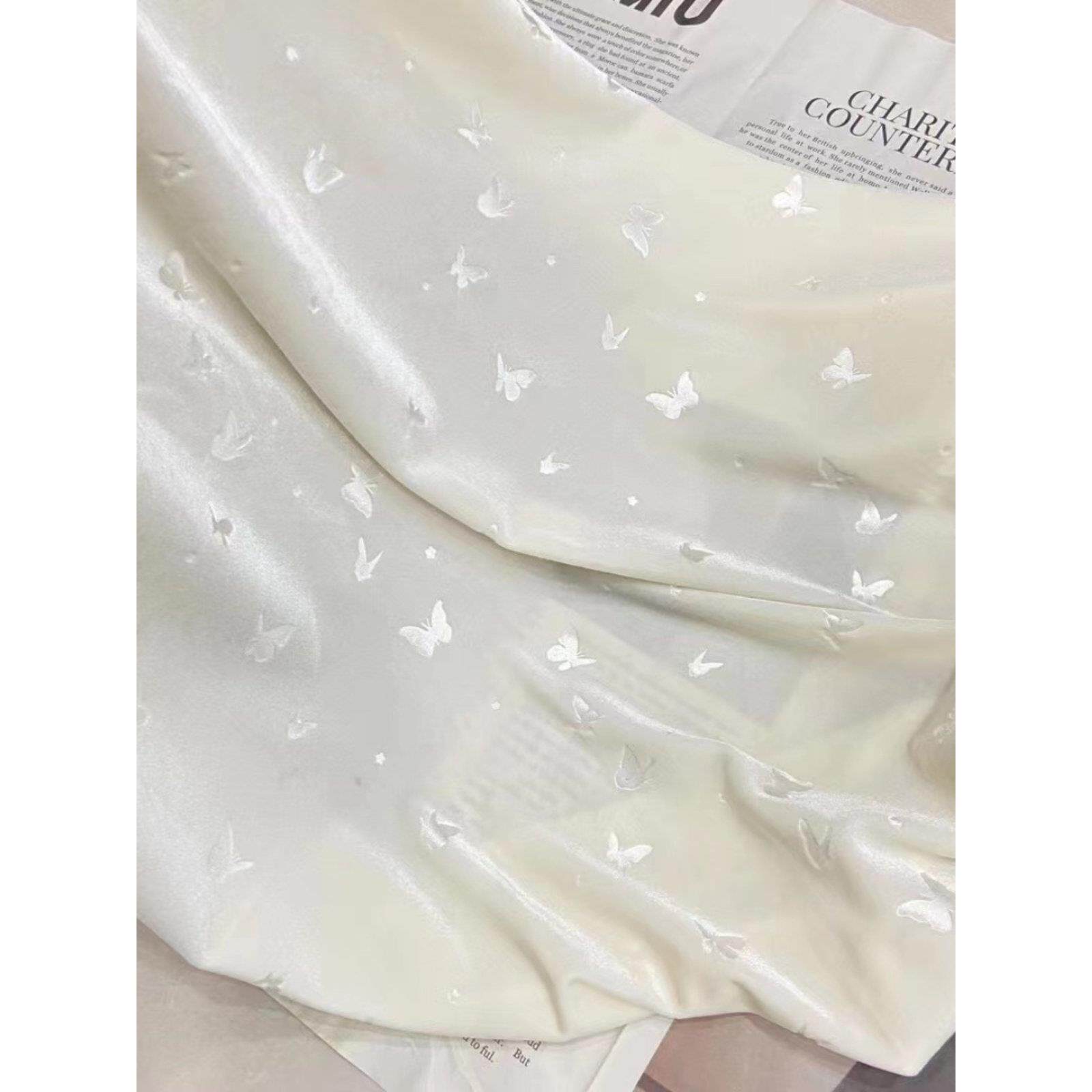 ins南韩绒蝴蝶烫花柔软丝绒面料连衣裙服装布料diy桌布手工面料
