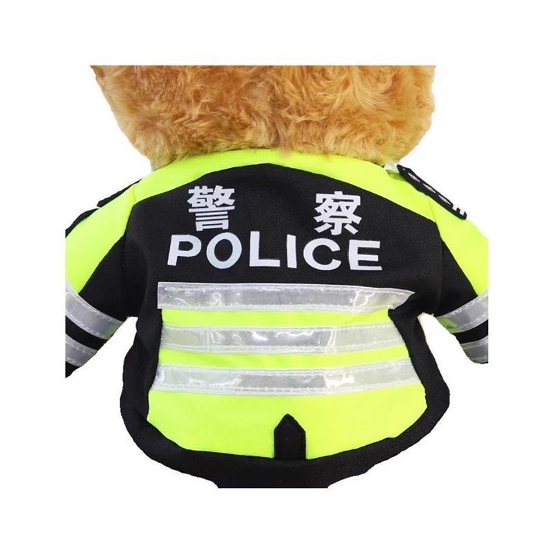 汽车尾部挂件交警小熊玩偶可爱卡通后备箱摆件车外摩托车装饰公仔