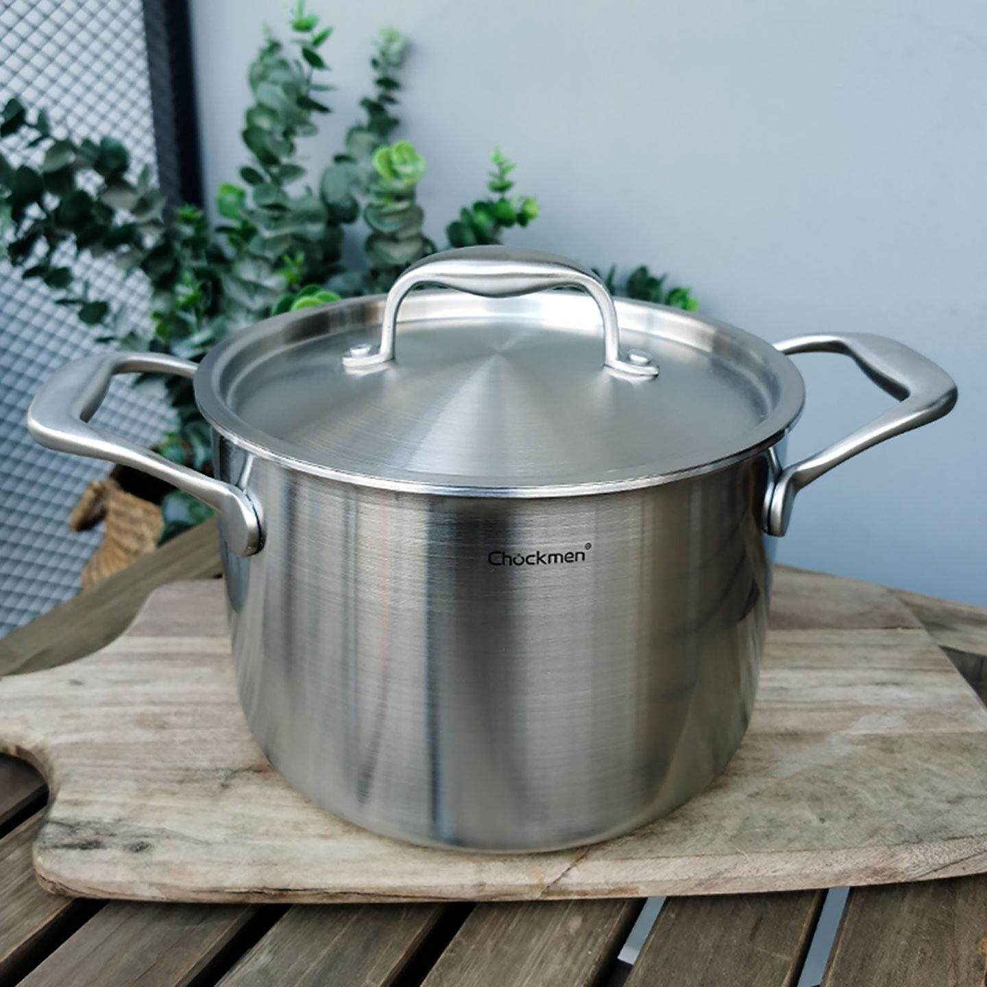 Chockmen304不锈钢双耳汤锅家用加厚深炖锅蒸锅燃气电磁炉用20cm