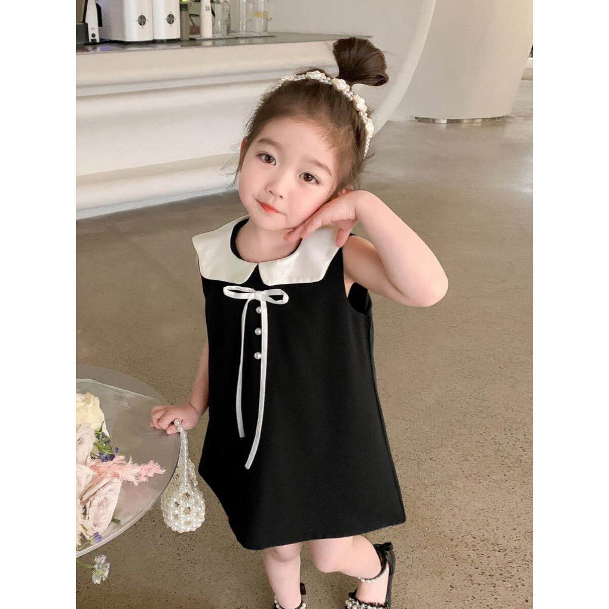 衣依纸样夏季气质小黑裙女童927无袖公主背心裙裁剪缝纫打版图纸