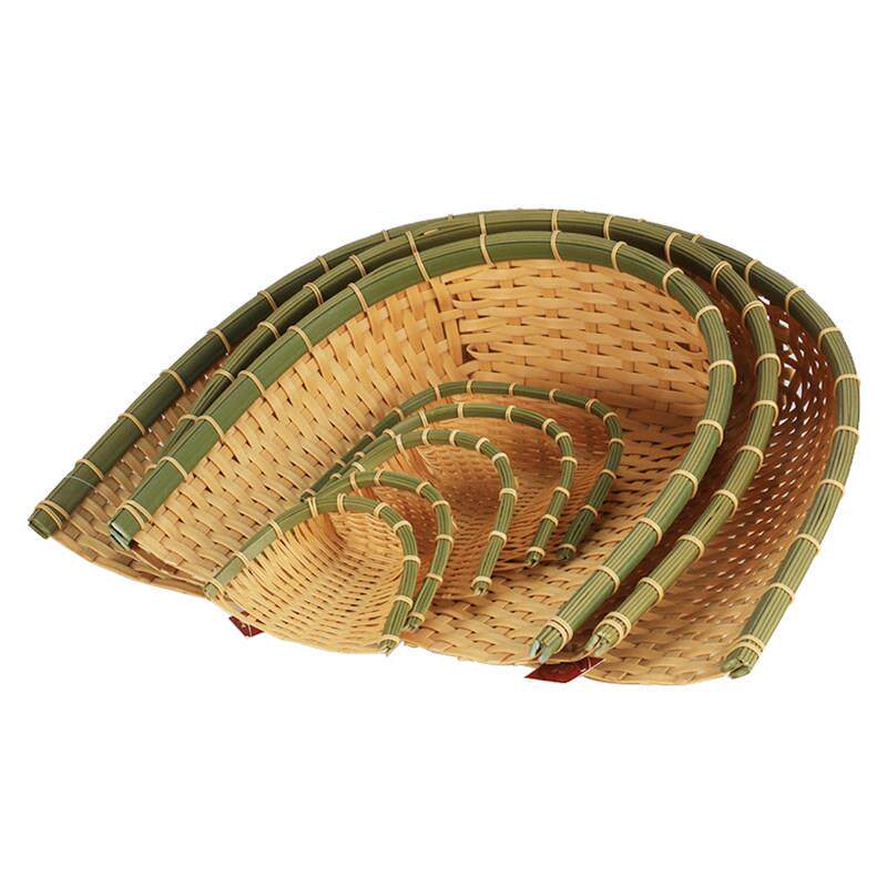 仿竹编塑料簸箕圆筲箕竹匾竹筛子圆形手工家用晾晒米筛过滤小吃篮