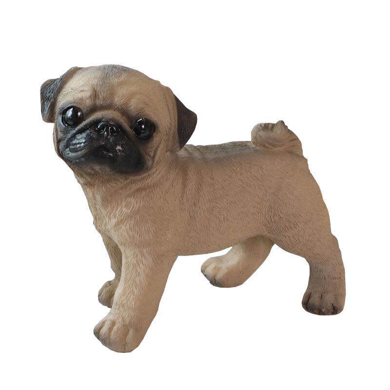 小巴哥树脂工艺品幼犬小摆件 忠犬pug仿真狗模型可爱动物造景装饰