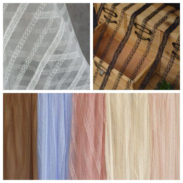 仙美竖条蕾丝网纱裙子面料 DIY手工服装布料家纺窗帘背景装饰布艺