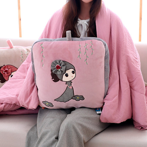 抱枕被子两用汽车载可爱办公室靠背午睡枕头被子靠枕二合一空调被