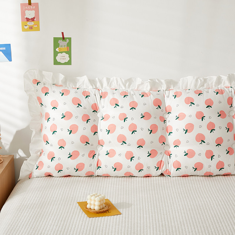 韩式公主风全棉床头大靠背卧室碎花靠垫花边沙发腰靠榻榻米可拆洗