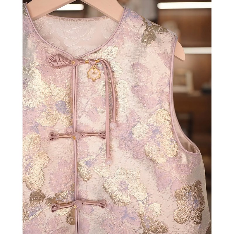 汉服女童2025新款春装儿童马甲时髦洋气网红女孩春季国风中式上衣