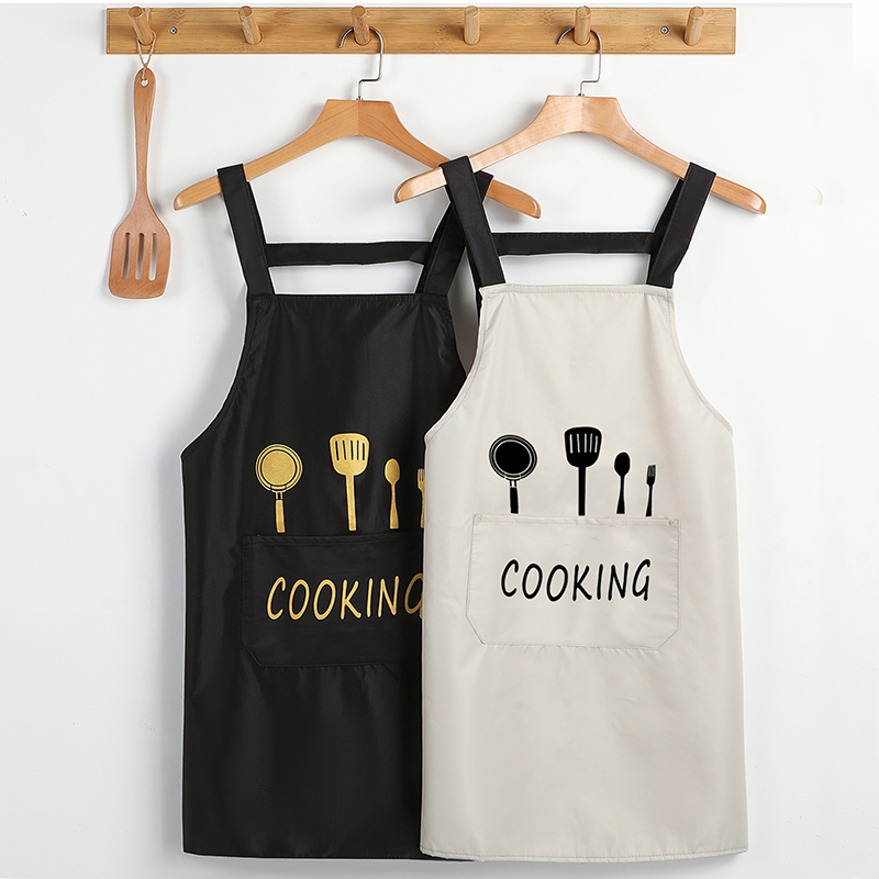 秋季H背带做饭女围裙家用厨房防水防油成人男工作服围腰定制LOGO