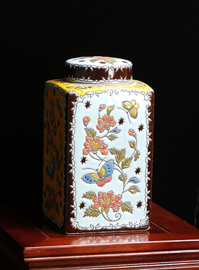 家居软装黄色陶瓷花瓶摆件客厅插花博古架酒柜电视柜样板房装饰品