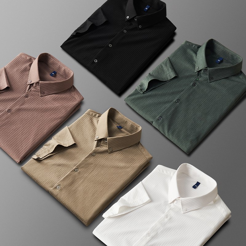 短袖衬衫男士定制休闲正装商务轻奢工作男款高级感上衣白色衬衣