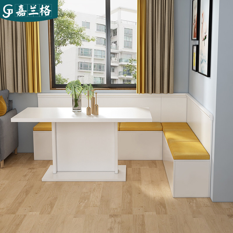 卡座餐桌家用小户型餐厅餐桌椅组合北欧沙发储物柜桌子饭桌定制