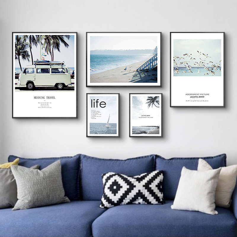 鳟鱼北欧风格客厅装饰画墙画沙发墙壁装画组合壁画背景墙墙面挂画