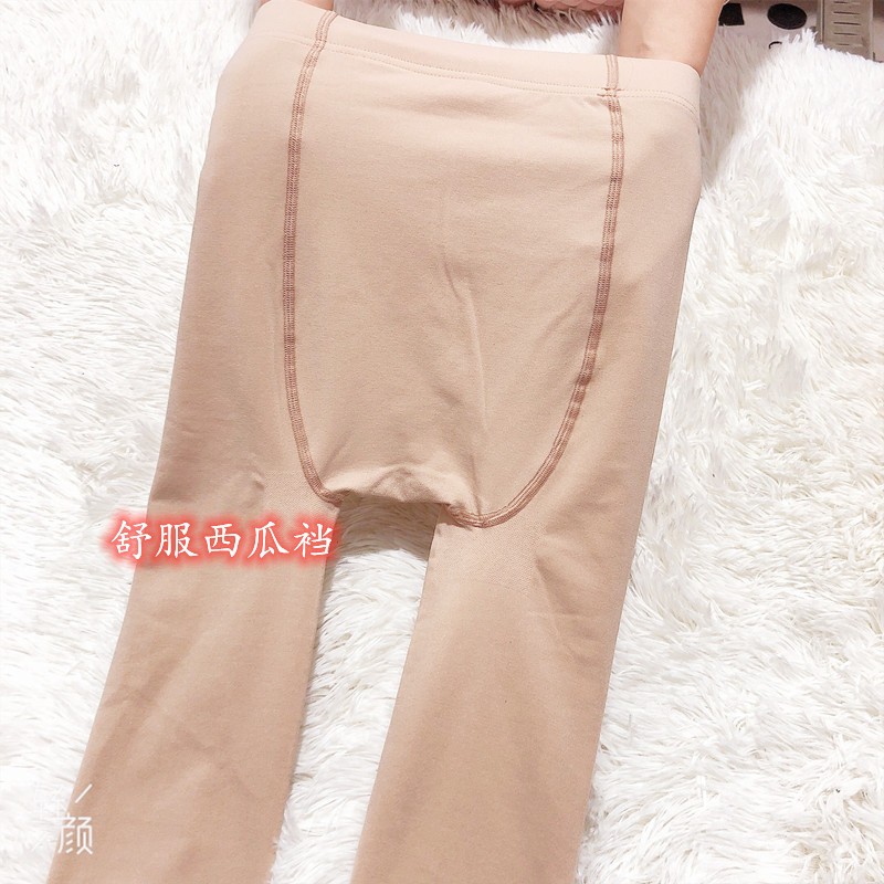 春秋男士肤色性感锦纶裤加大光腿防勾丝薄款连袜裤修身打底踩脚裤