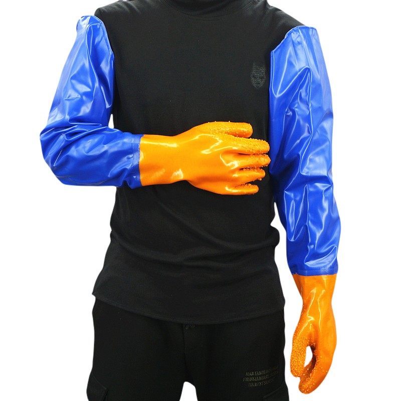 加长加厚防水劳保工作耐油防滑浸塑手套水产抓鱼加大止滑胶皮耐磨