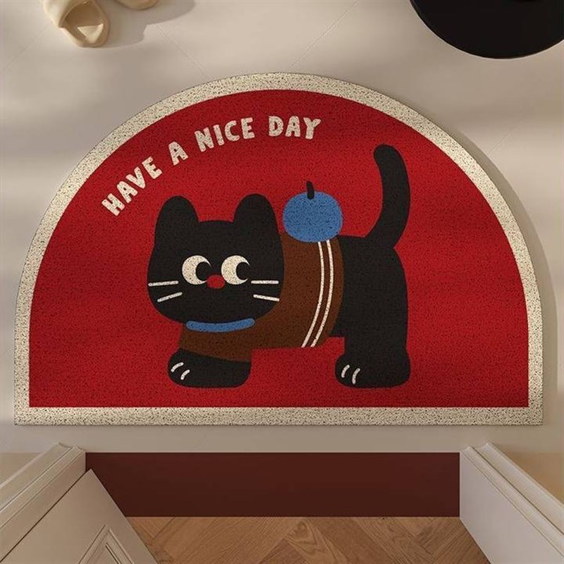 卡通猫咪丝圈地毯入户门口除尘脚垫耐磨玄关进门垫pvc可裁剪地垫