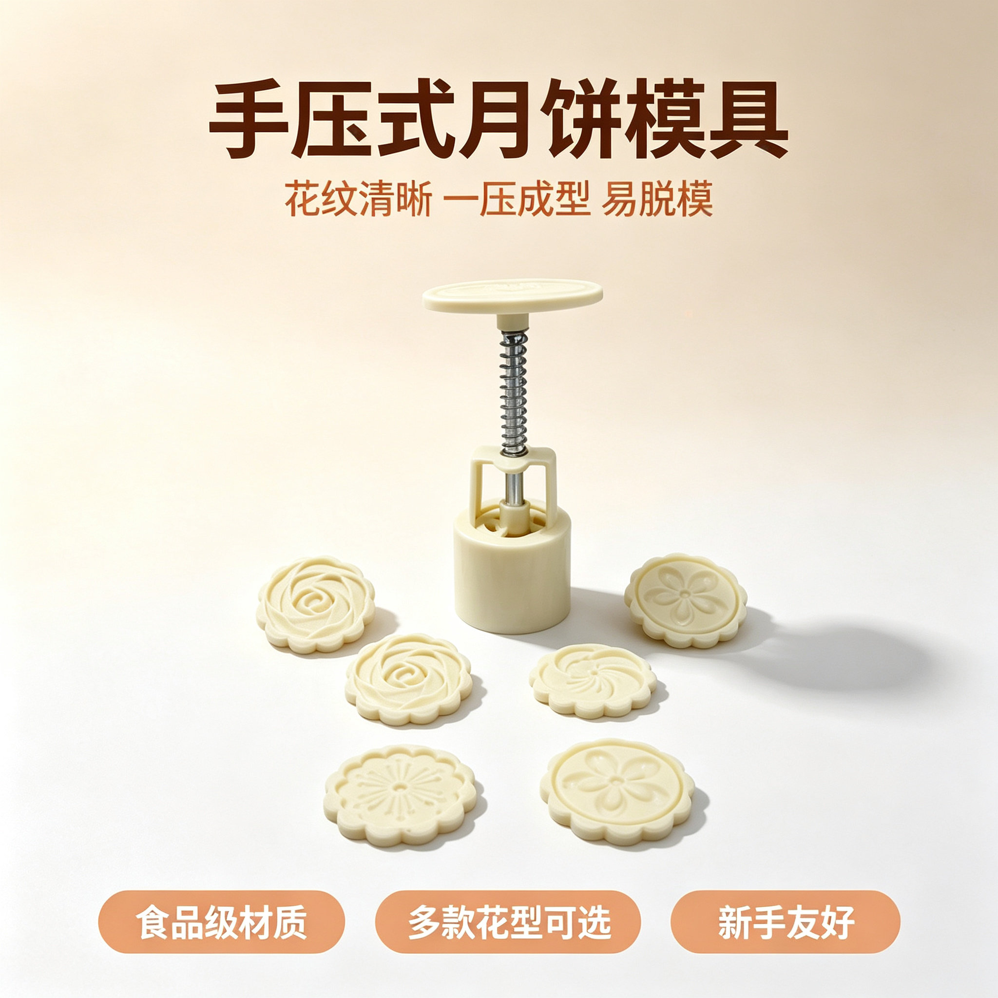 手压式月饼绿豆糕山药烘焙模具
