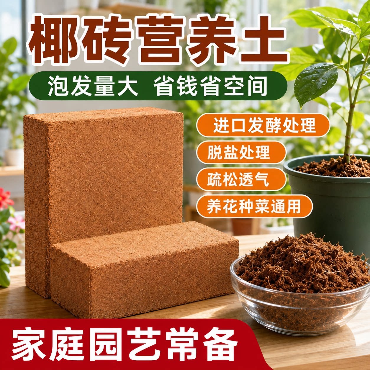 大块椰砖营养土种花种菜