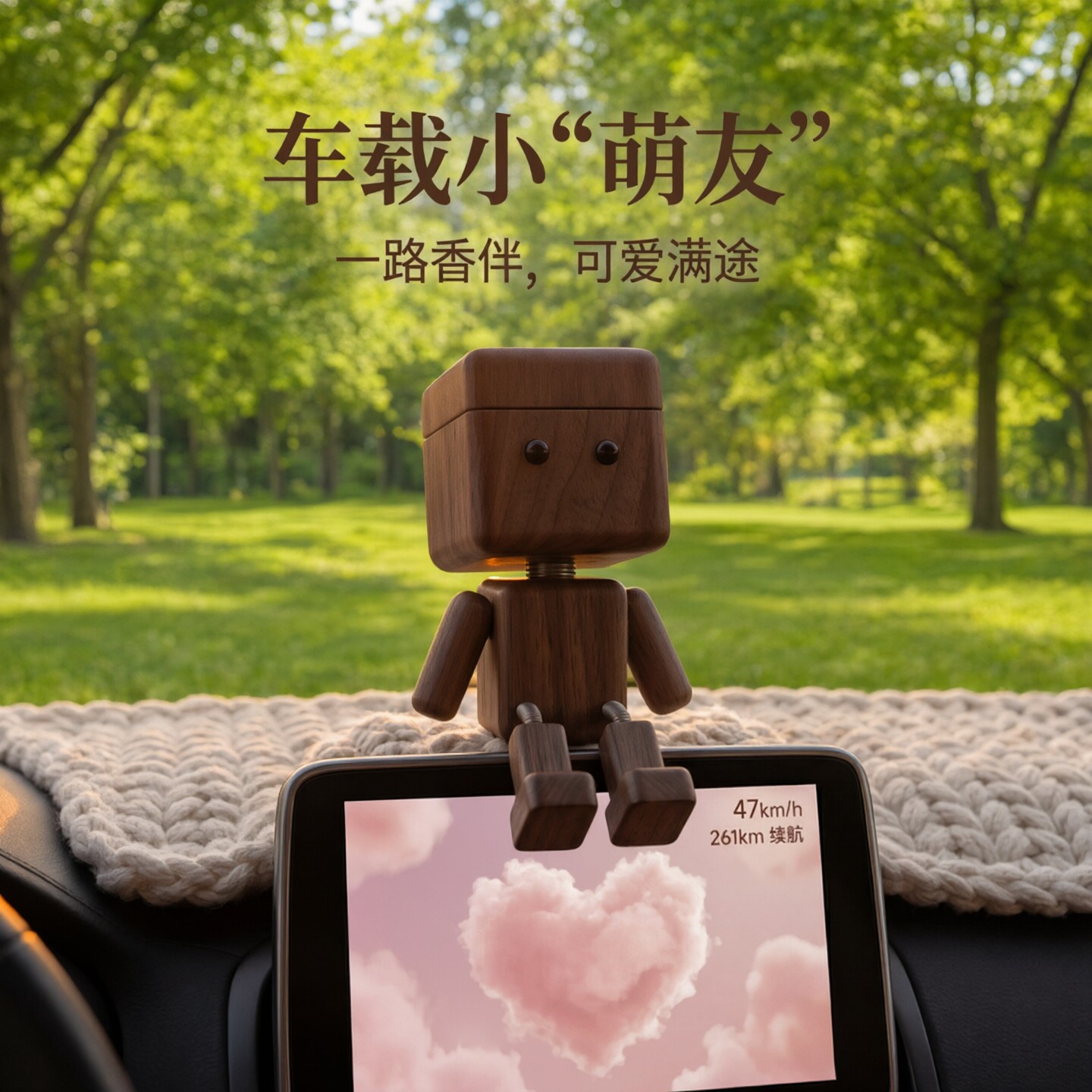 创意中控车载香薰可爱木仔摆件