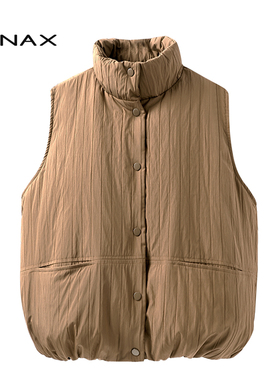 TENAX 2025冬新款轻薄马甲女立领无袖背心外穿洋气小个子羽绒马夹